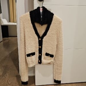 Express Cream and Black Teddy Sweater